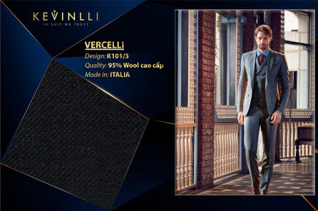 K101/3 Vercelli CVM - Vải Suit 95% Wool - Xanh Đen Trơn